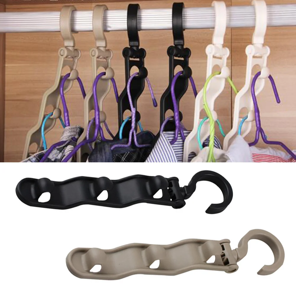 

2PCS Closet Random Color Organizer Wardrobe Three Section Rack Household Vertical Storage Cloth Hooks Bedroom Holder Save Space