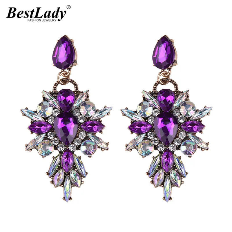Лучшие леди Бохо Многоцветный драгоценный камень яркие серьги украшения цветок большой бренд дизайн Роскошная подвеска в форме звезды кристалл серьги гвоздики