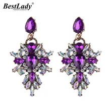Лучшие леди Бохо Многоцветный драгоценный камень яркие серьги украшения цветок большой бренд дизайн Роскошная подвеска в форме звезды кристалл серьги гвоздики