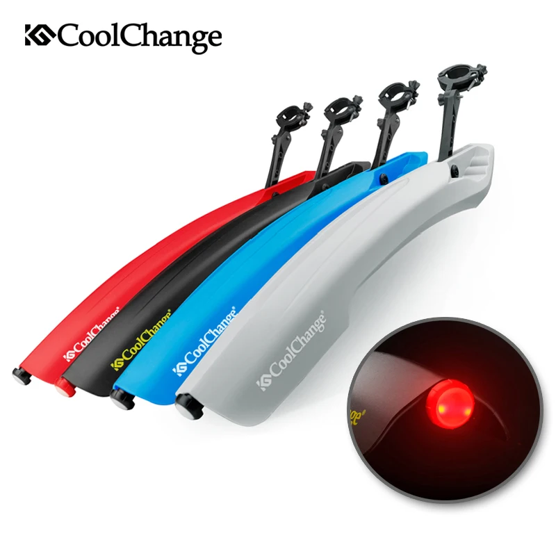 

CoolChange Bicycle Mudguard Front Rear Set 26 MTB Mountain Bike Fender with Led Light Flectional Cycling Fender Bicycle Wings