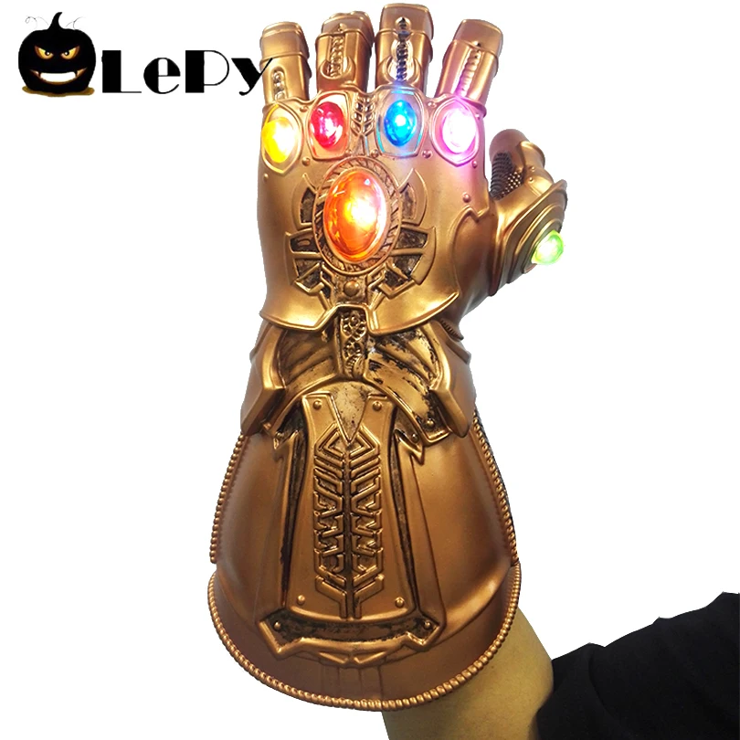 

LED Light Thanos Infinity Gauntlet Avengers Infinity War Cosplay LED Gloves PVC Action Figure Model Toys Gift Halloween Props