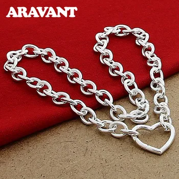 

925 Silver Necklace Heart Clasp Necklaces For Women Fashion Silver Jewelry