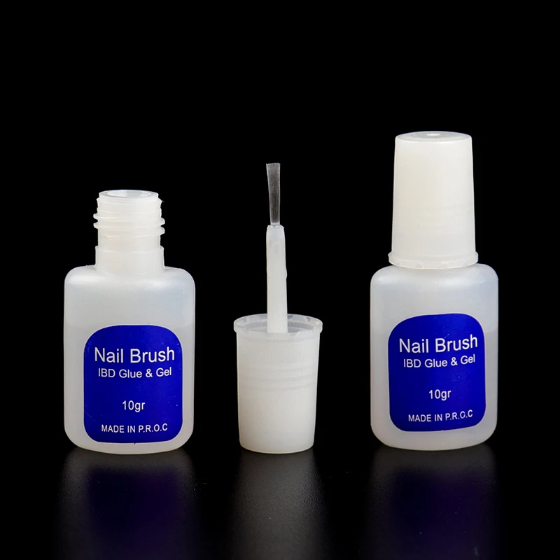 

10g/Bottle Brush On Nail Glue for False Nails Tips Nail Art Rhinestones Decoration Glue Fake Nails Strong Powder Adhesive