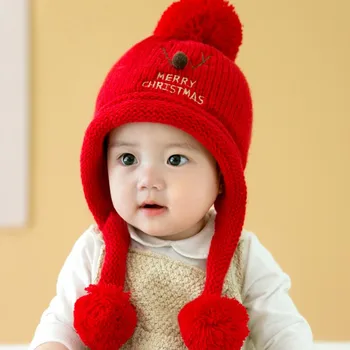 

Kacakid 2017 Toddlers Baby Christmas Cute Deer Hat Infant Kids Boy Girl Autumn Winter Warm Cap 6-24M M1