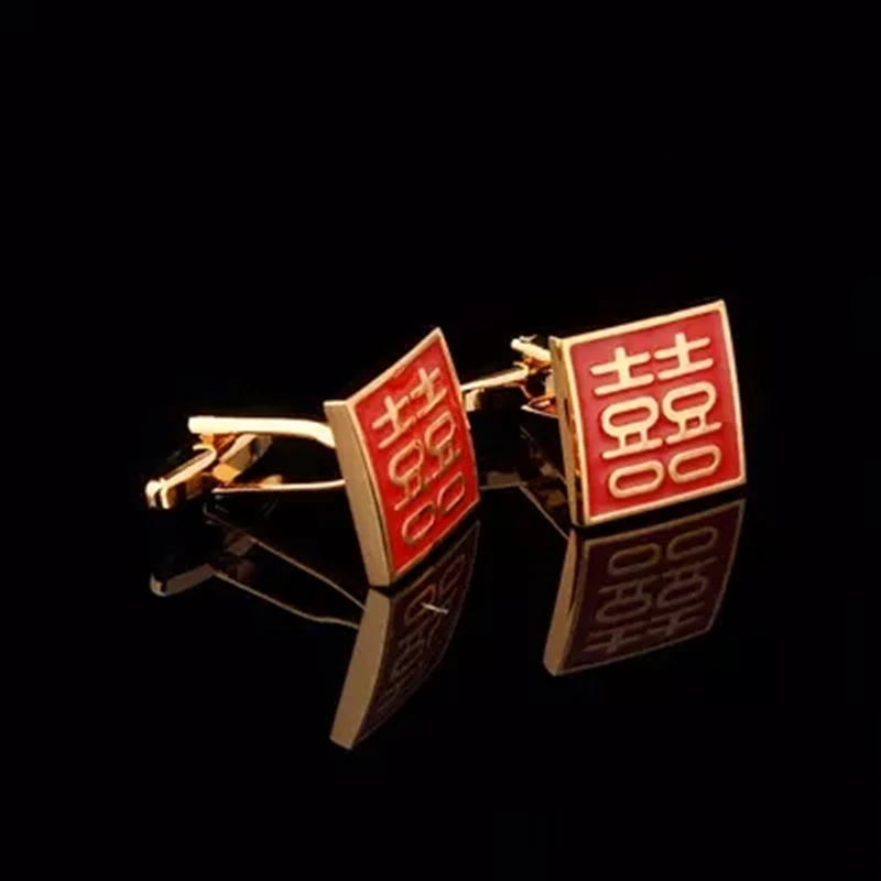 Fashion-Double-happiness-cufflinks-for-Mens-jewelry-shirt-Cuff-link-Button-High-Quality-Luxury-Wedding-Groom