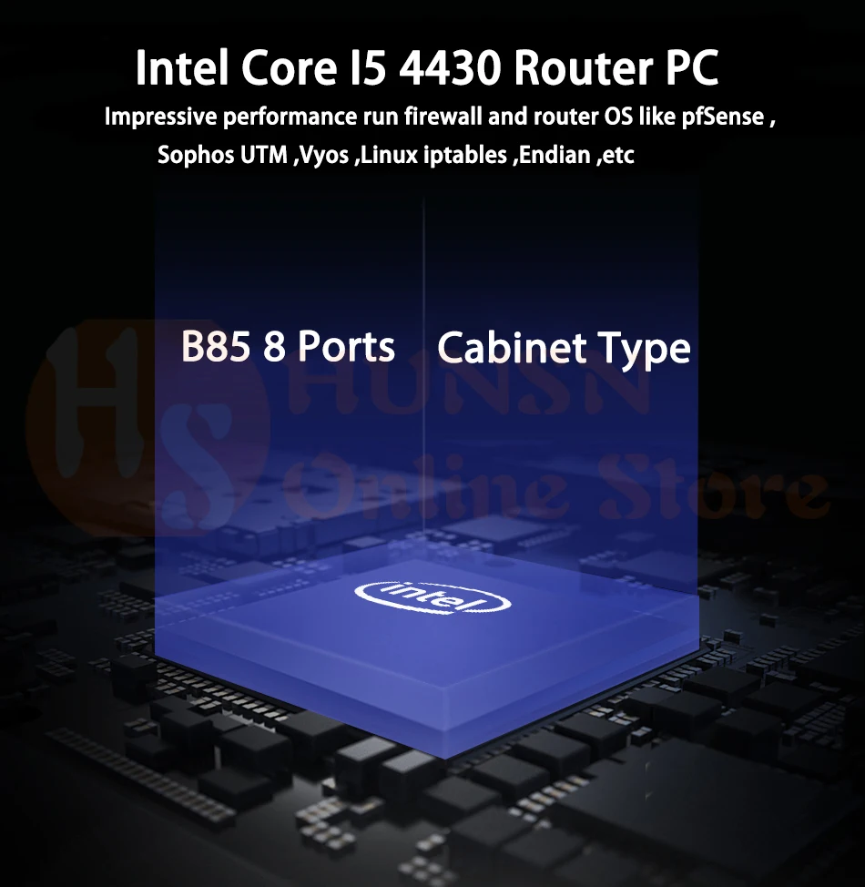 Брандмауэр Mikrotik Pfsense vpn-сетевая безопасность устройства маршрутизатор ПК Intel Core I5 4430, [HUNSN SA17R],(6LAN/2USB/1COM/1VGA