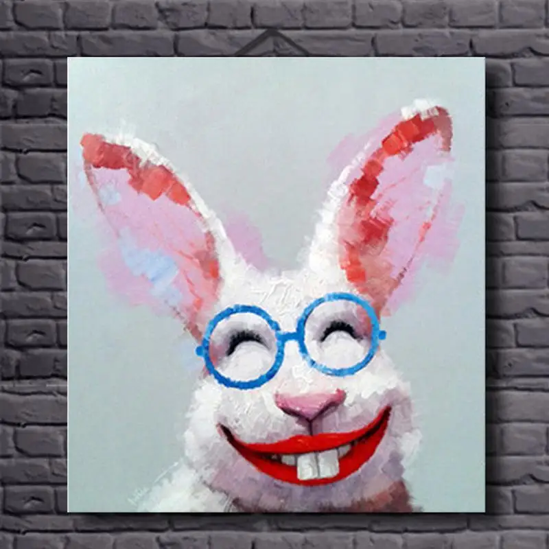 New Hand Painted Hilarious Rabbit Oil Painting Wall Canvas Art Picture