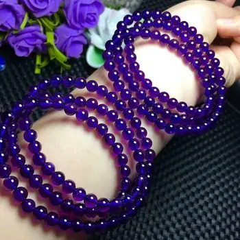 

Free Shipping Natural Lavender Amethyst Bracelet Crystal Beads AAA 5.5mm 3rows