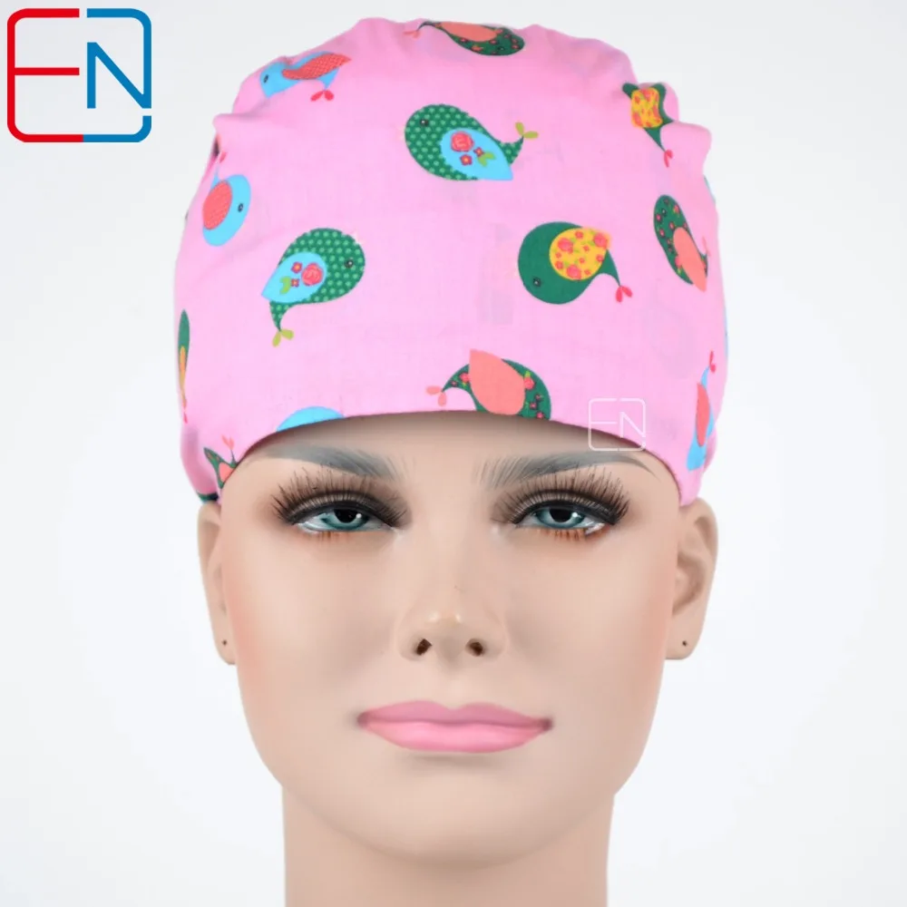 Buy flowers pattern medical scrub caps for long hair