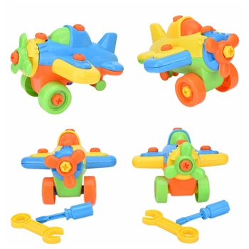 

1Set Kids Child DIY Disassembly And Assembly Cartoon Airplane Toys With Tool Children Assembled Model Toy Random Color
