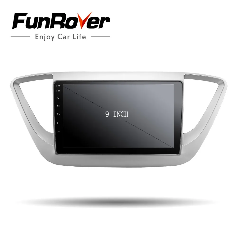Clearance Funrover 9" 2 din Car DVD multimedia gps radio tape recoder Player For Hyundai solaris verna accent 2017-18 Navigation WIFI  rds 5