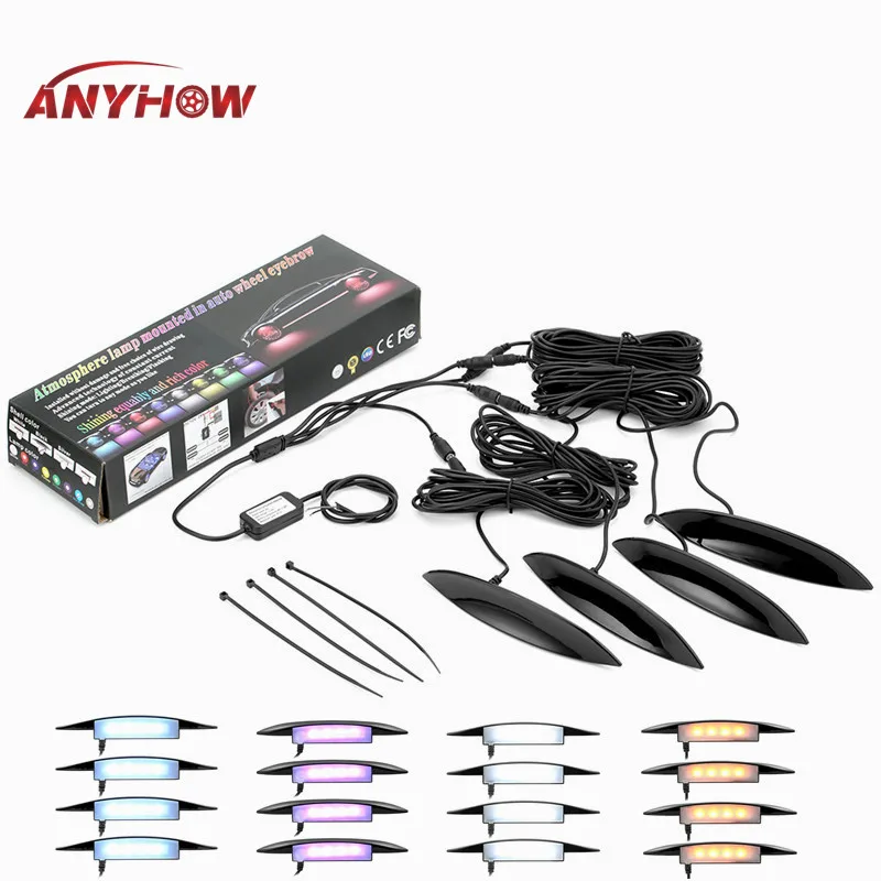 

ANYHOW 4Pcs/set Car atmosphere lamp LED Wheel Lights Tire Valve Light Strobe led lamp flashing blue yellow Car-styling 12v 24v