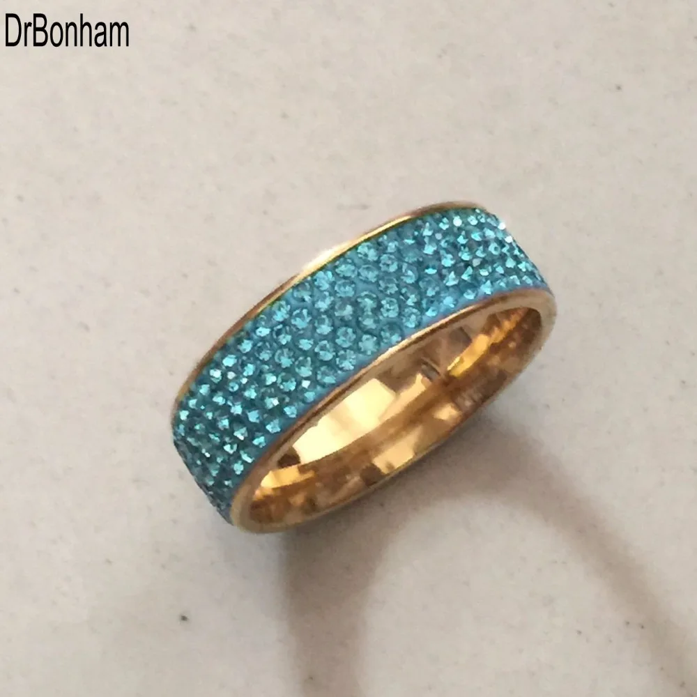 DrBonham Fashion Women blue Crystal Rings Wholesale Gold Color