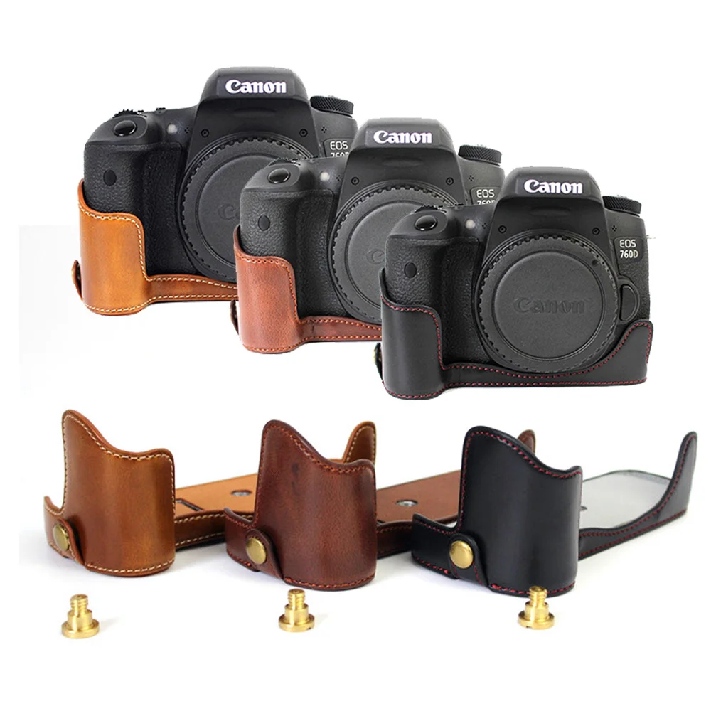 Чехол для камеры из искусственной кожи с полукорпусом чехол Canon 760D сумка отсеком