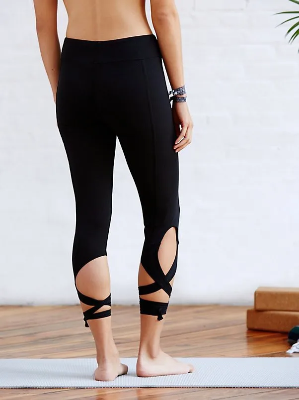 TIE UP LEGGING YOGA PANTS RUNNING DANCING LACE UP TURNOUT PANT (5)