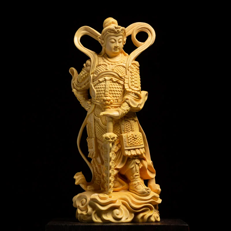 16 см деревянная выделенная дверь Бог Гевин Веды статуя Будды Guan yu украшения Gong