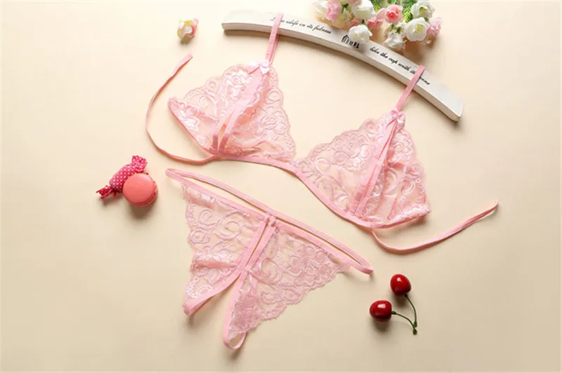 Conjunto de lencería exótica para mujer, babydoll de encaje con aros,  conjunto de lencería de moda para juego de rol, lencería sexy para mujer  (rosa