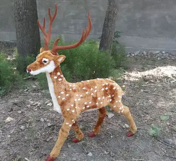 

simuluation sika deer model large 85x100cm,plastic&furs deer handicraft prop home garden decoration gift d2984