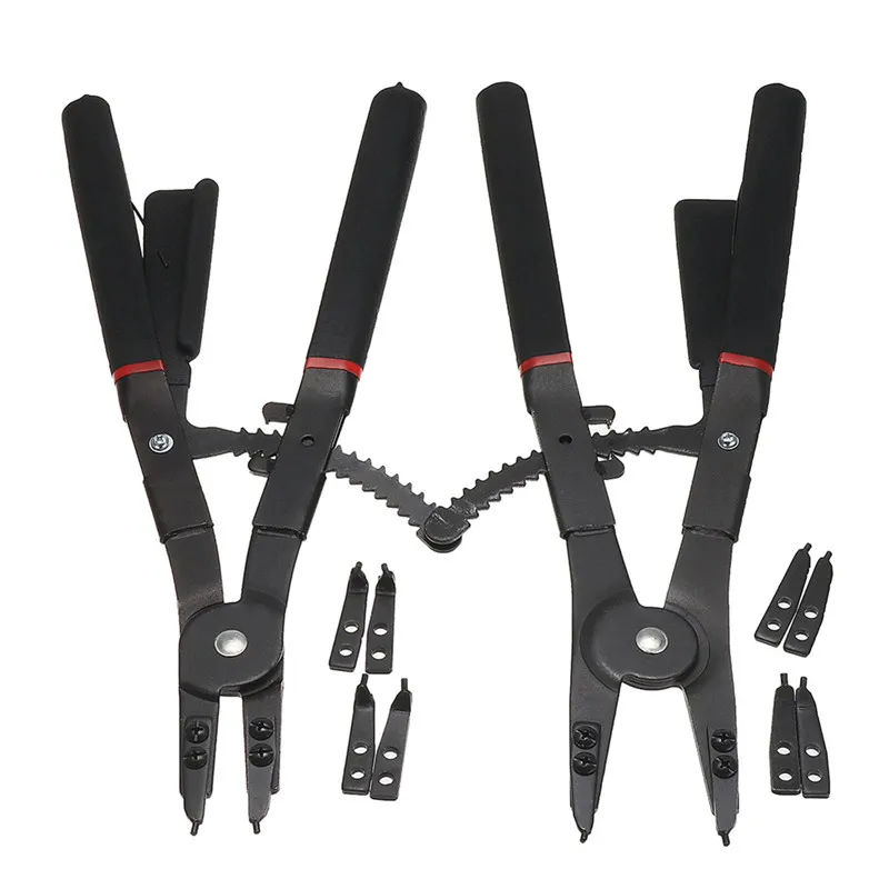 

Multifunctional 16inch Circlip Snap Ring Pliers+Replacement Tips+Red Case Remover Retaining Crimp Tool Carbon Steel+PVC Plastic