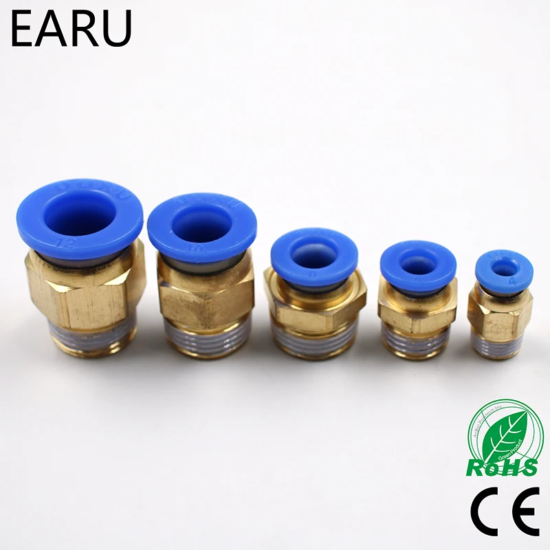 

1/8'' 1/4'' 3/8'' 1/2'' Male-4 6 8 10 12mm Straight Push in Fitting Pneumatic Push to Connect Air Adapter Plug Socket Connector