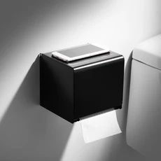 Нержавеющая сталь черная стеклянная полка халат крючок для зубной щетки чашка для хранения ванной комнаты Набор полотенец стойки аксессуары для ванной комнаты - Цвет: paper box