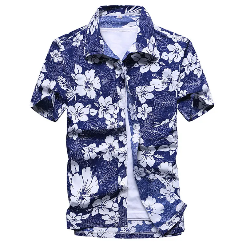 Летняя мода короткий рукав Для мужчин hawaiin рубашка Марка Slim Fit Повседневное Пляжные рубашки Для мужчин для отдыха и вечеринок гавайская