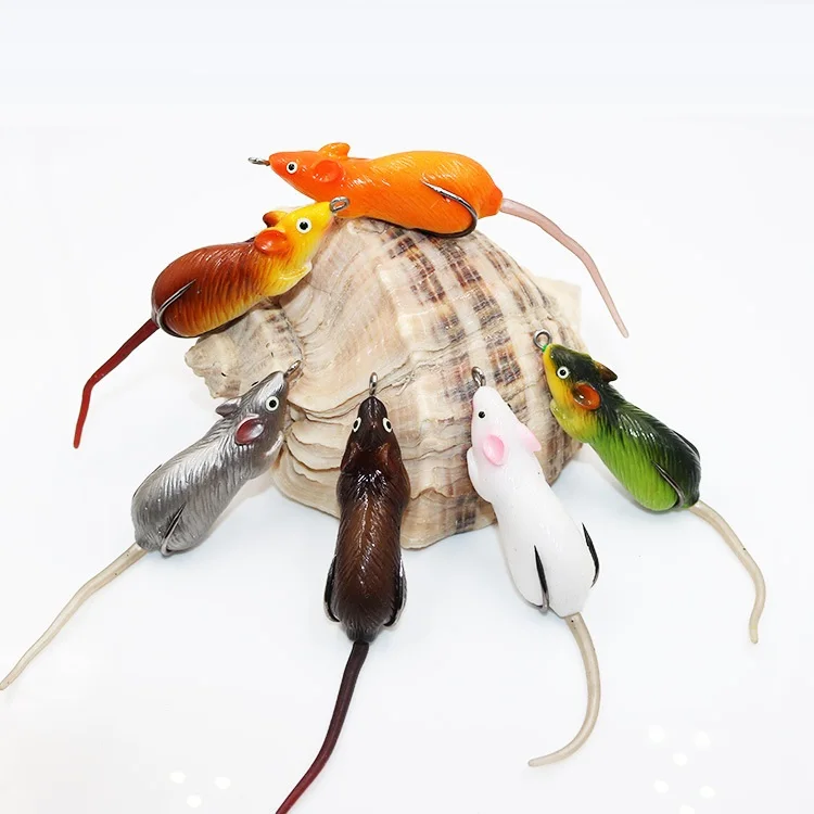 1Pcs 3D Eyes Soft Mouse Bait Bells Sound 6.5cm 12g fishing lure Frog Silicon Artificial Set Sea Swim Bait