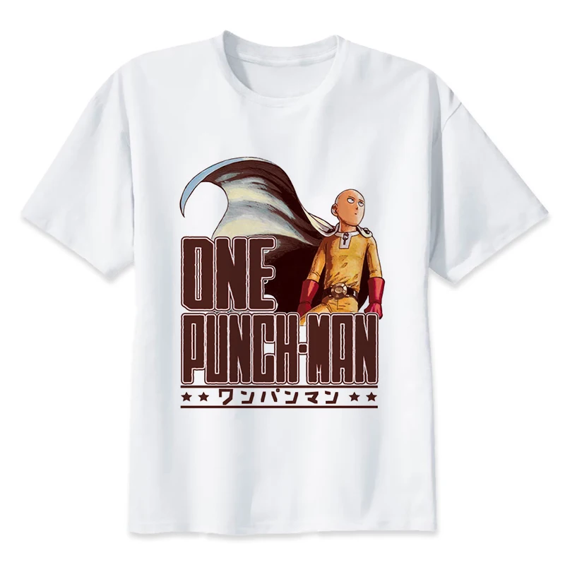 Футболка one punch man saitama, мужская летняя футболка с забавным принтом японского аниме, модные футболки с коротким рукавом белого цвета для мальчиков - Цвет: 910