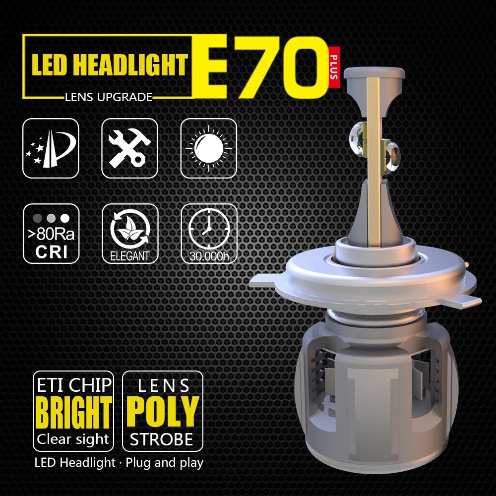 

LOAUT XP70 ETI Chips H4 Car LED Headlight Bulbs Hi-Lo Beam 50W 8000LM 6000K 24V KIT Front Bulb Automobiles