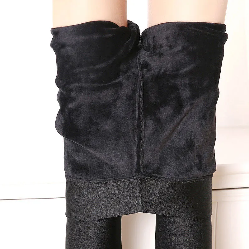 

lady large size fashion casual autumn winter pant stretched high waist thick cashmere pencil pants leisure home legging clothing