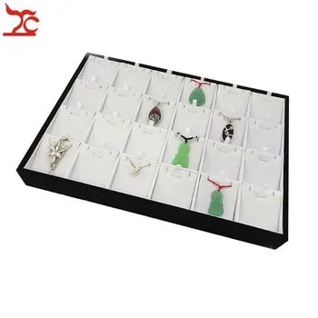 Free Shipping 2Pcs Fine Jewelry Display Black White  24 Grid Pendant Earrings Storage Organizer Tray box 35*25*5cm