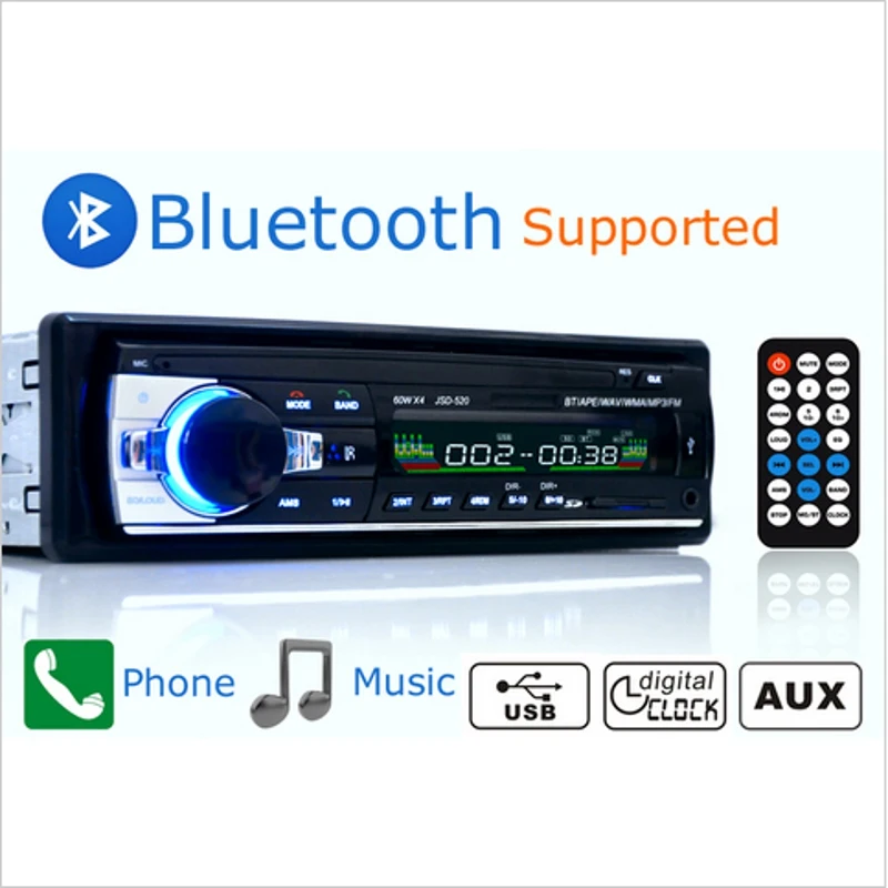 

New Car Radio Stereo Player Bluetooth AUX-IN MP3 FM/USB/1 Din/remote Control For Iphone 12V Car Audio Auto Support Smartphone