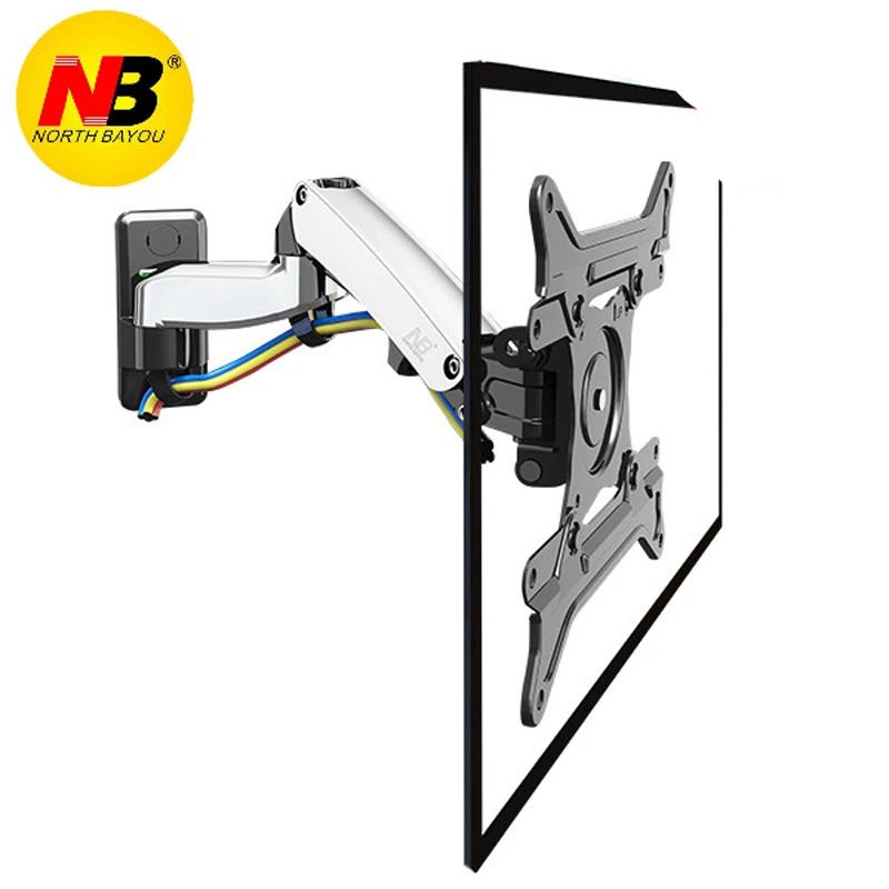 Billig NB F300 Gas Frühling 360 Grad 30 40 inch TV Wand Halterung LCD Monitor Halter Aluminium Spiegel Polnischen Arm laden 5 10kgs