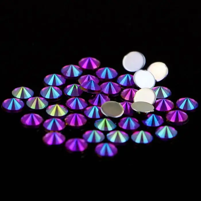 12 решеток/коробка 3D кристалл AB красочные хрустальные стразы для дизайна ногтей акриловые камни для ногтей плоские блестящие наконечники украшения для ногтей