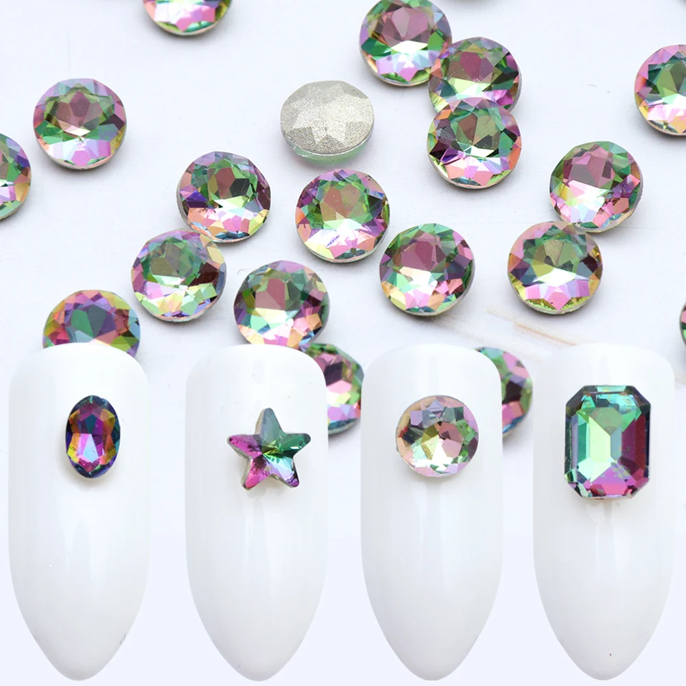 

10pcs Crystal AB Flame Nail Rhinestones 3D Glitter Flower Rectangle Oval Jewelry Accessories Nail Art Decorations Tips TR649-1