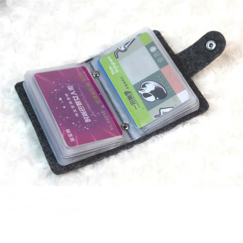 

Card Wallet Photo Holder Solid Color Button Credit Card Holder 24 Bits Card Case Business Card Holder Picture Organizer Portable