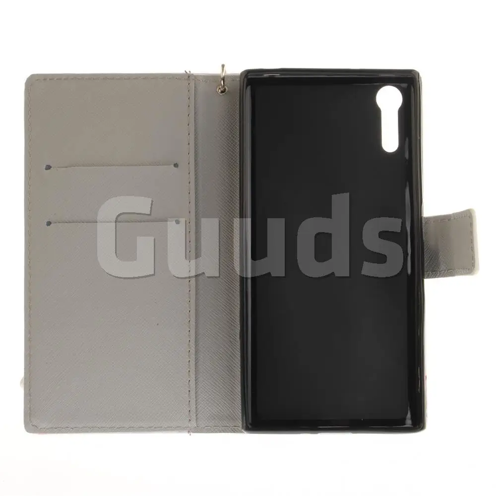 Cute Monkey Hand Strap Leather Wallet Case for Sony Xperia XZ