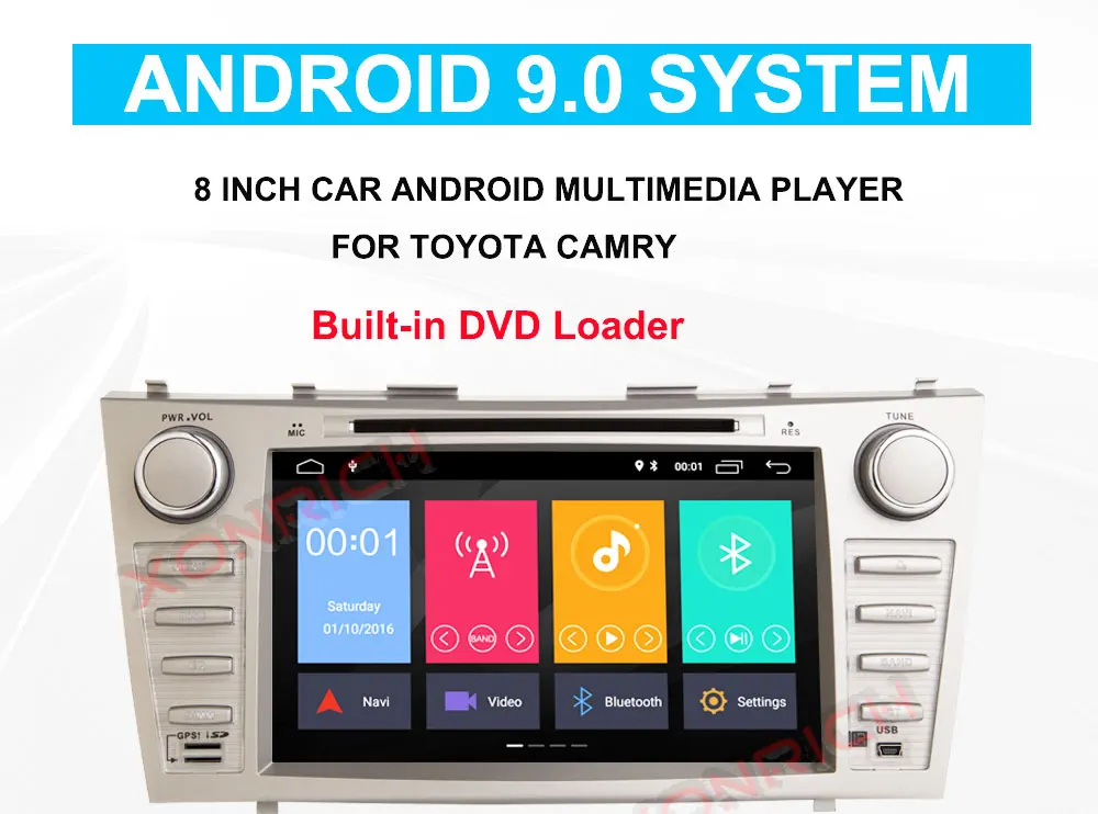 Excellent AutoRadio Double Din Android 9.0 Car Multimedia Player For Toyota Camry 2007 2008 2009 2010 2011 Aurion Navi Tape Recorder DSP 6