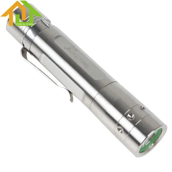

500Lm SecurityIng Stainless Steel XM-L2 U2-1A LED 5 Modes 114mm Mini Flashlight with Clip