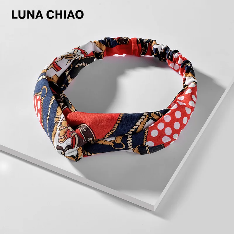 LUNA CHIAO, модные женские аксессуары для волос, дикие цветы, печатная ткань в цветочек, повязки на голову, богемный стиль, мягкие повязки на голову - Цвет: Picture Color