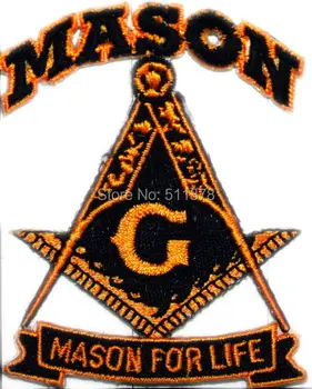 

FREEMASON MASONIC SQUARE AND COMPASS MASON FOR LIFE GOLD BLACK PATCH Movie TV Series Costume Embroidered Emblem iron on patch
