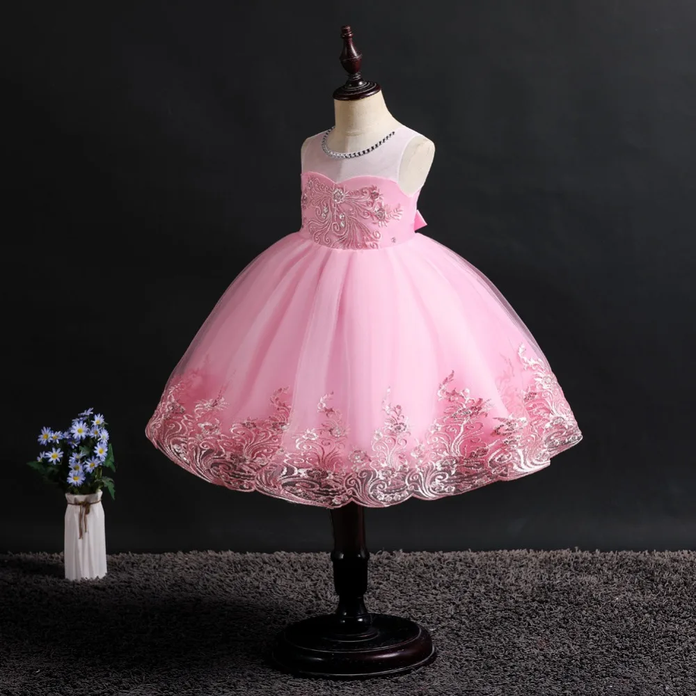 Cute Flower Baby Girl Dresses 2019 Tule Princess Dress Children Evening Clothing Sequins Kids Prom Gown For Girls Wedding Party (5)