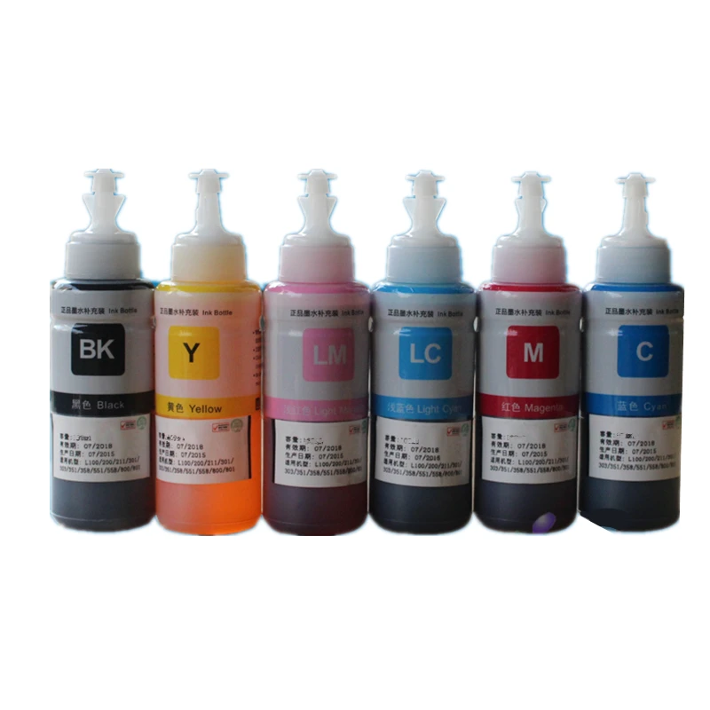 Набор чернил для принтера Epson L800 L801 70 мл * 6 совместимый с T6731/2/3/4/5/6|ink kit|refill ink kitink