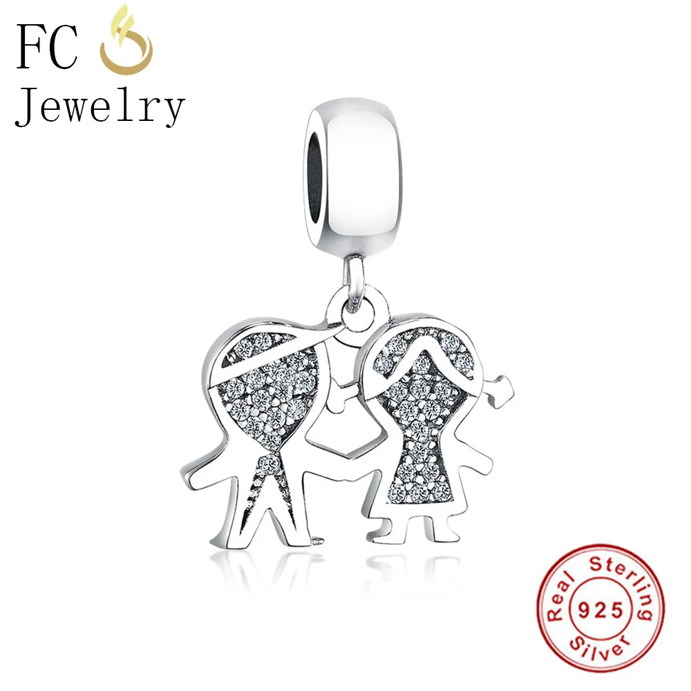 

FC Jewelry Fit Original Pandora Charm Bracelet 925 Sterling Silver Boy Girl Love Zircon Crystal Beads Pendant DIY 2018 Berloque