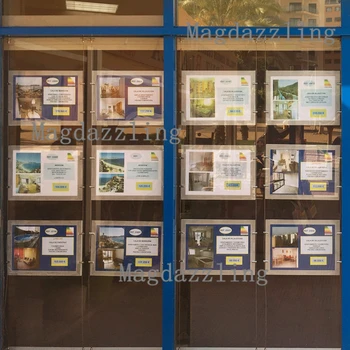 

12PCS Double Sided A3 Acrylic LED Window Display Panel Magnetic Open Acrylic Frame LED Light Pocket for Real Estate Agent Window