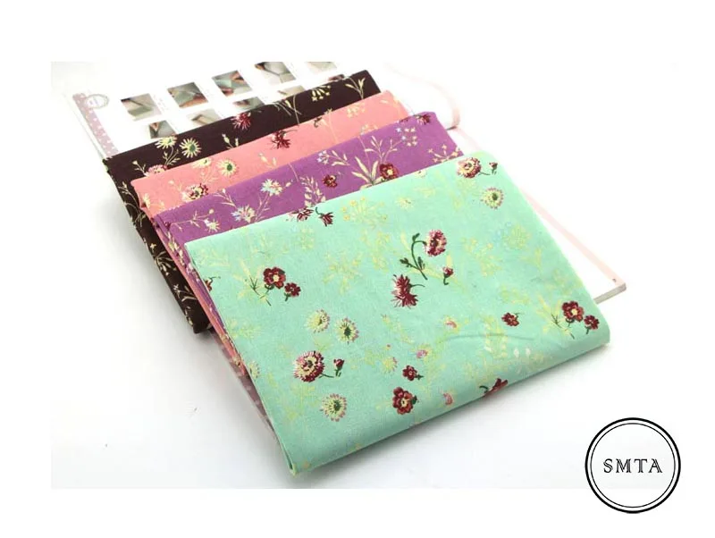 SMTA цветочный хлопок лен винтажная ткань ручной работы шитье пэчворк для сумок одежда 50*70 см 375 г/м D20