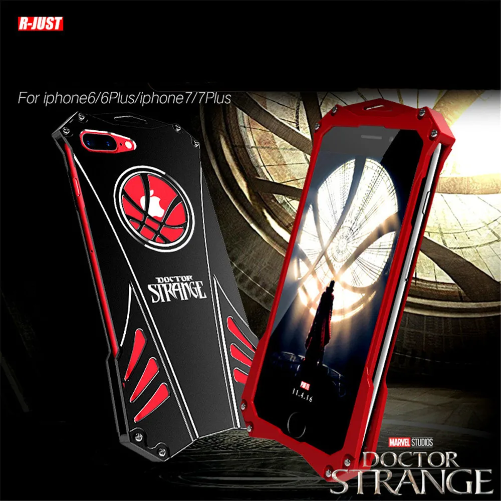 

R-JUST for iphone 6 6s 7 7plus case & Armor Heavy Dust Metal CNC DOCTOR STRANGE protect Skeleton head phone shell case cover