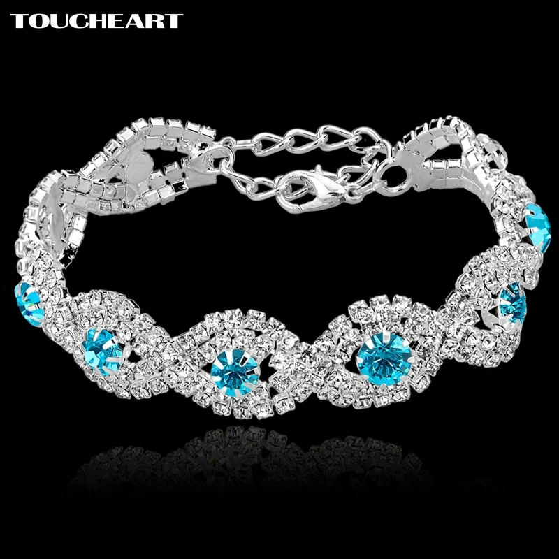 

Wedding Bracelets & Bangles High Quality Real Platinum Plated AAA Rhinestone Bracelet Bangle For Women