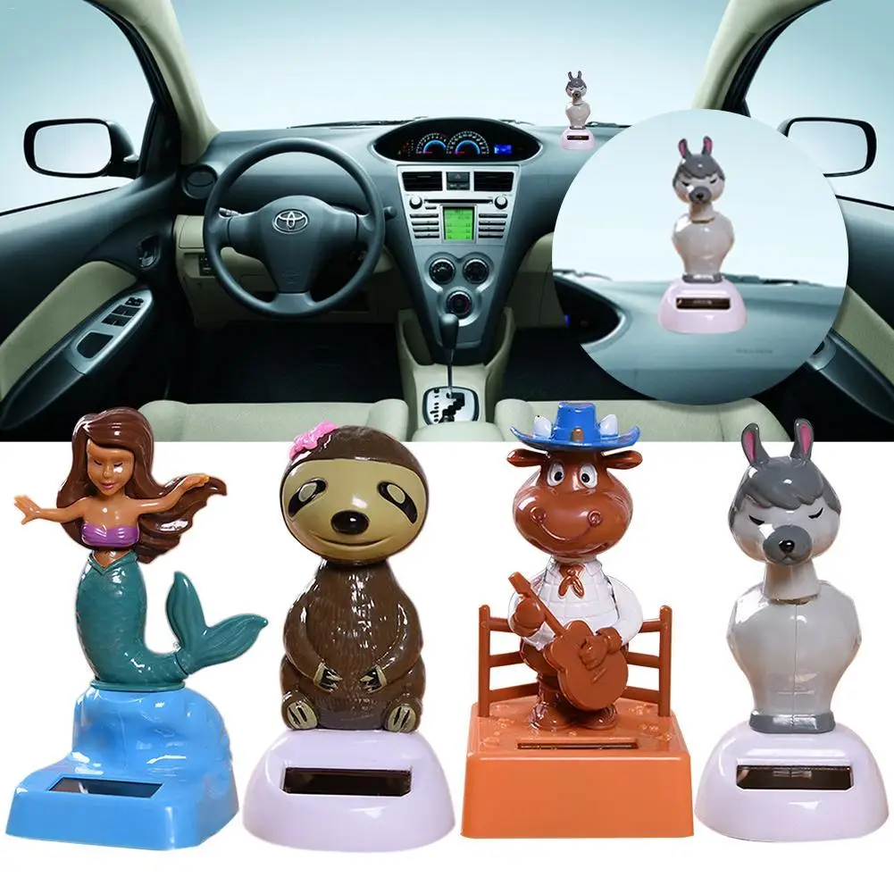 

Innovative Car Ornament Solar Powered Dancing Shaking Head Cartoon Animal Doll Auto Dashboard Decoration Cute Car Accessories