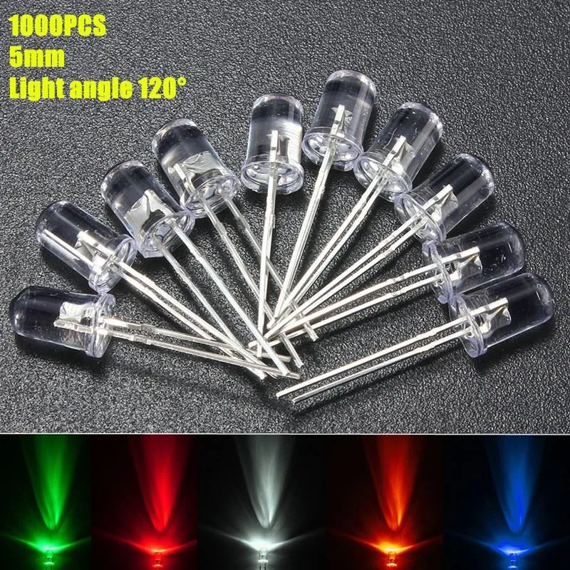 New-Arrival-1000PCS-5mm-Round-Red-Yellow-White-Green-Blue-Water-Clear-LED-Light-Diode-Convenient